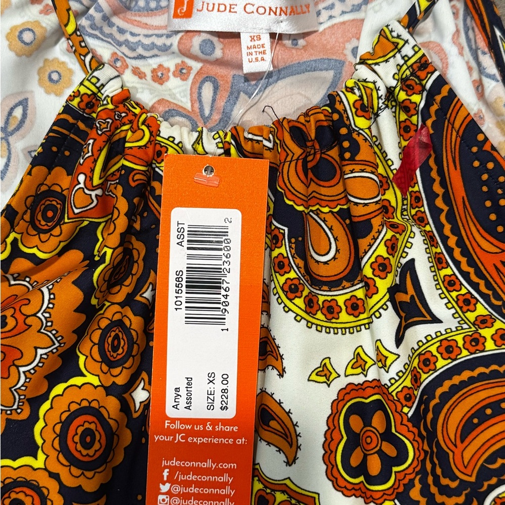 Jude Connally Orange Paisley Dress